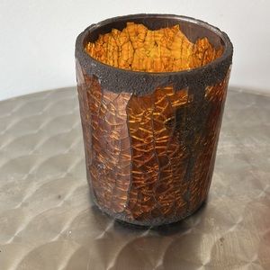 Orange glass mosaic candleholder